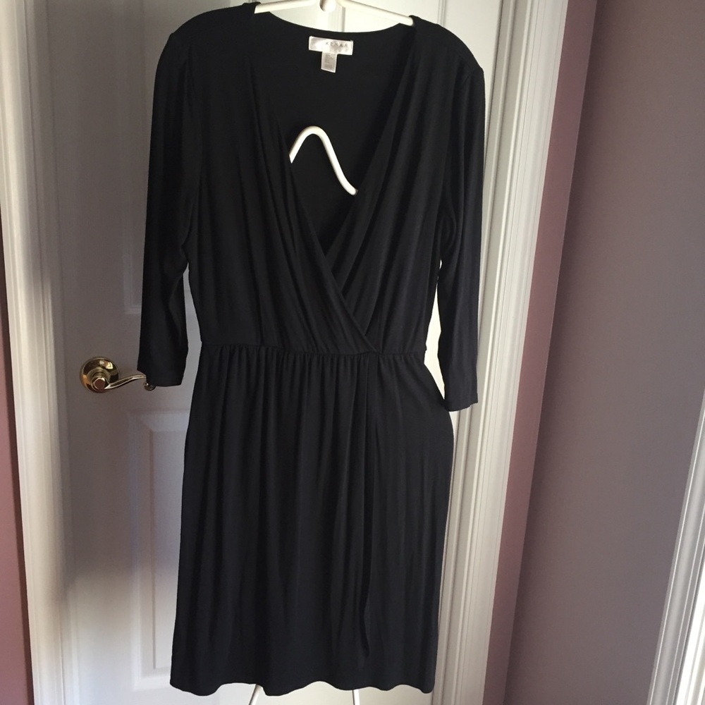 Black long sleeve Kenar wrap dress
